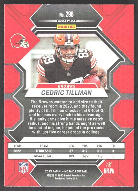 2023 Panin Mosaic Cedric Tillman Rookie Cleveland Browns 296 Mosaic