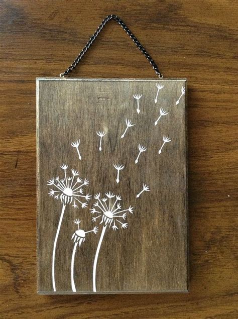 Floating Dandelion Painting 5x75 Wood Plaque By Alibartwork 1200