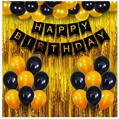 TTimmo4 Happy Birthday Decoration Kit Golden Black Birthday Decorations ...