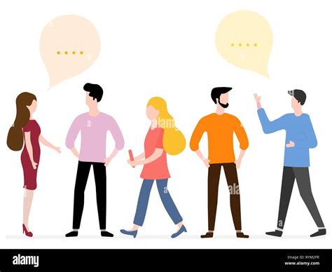 Vector Illustration With People Communicate With Each Other Business