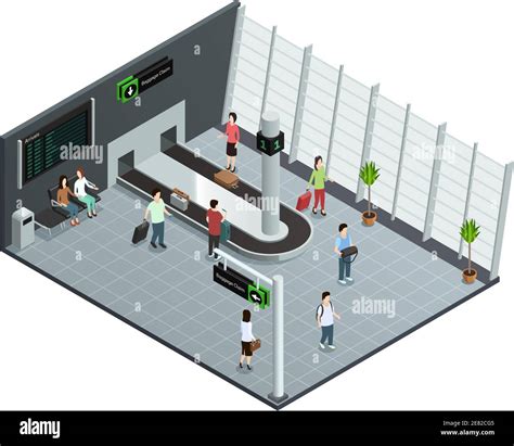 Modern Airport Baggage Carousel Isometric View Poster With Arrived