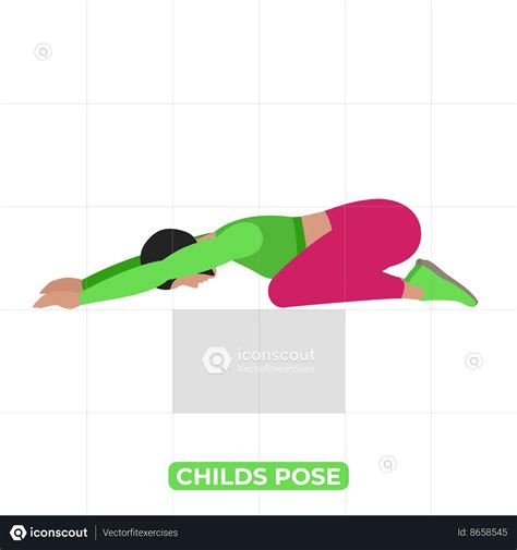 Woman Doing Child Pose Stretch Illustration - Free Download Gym ...