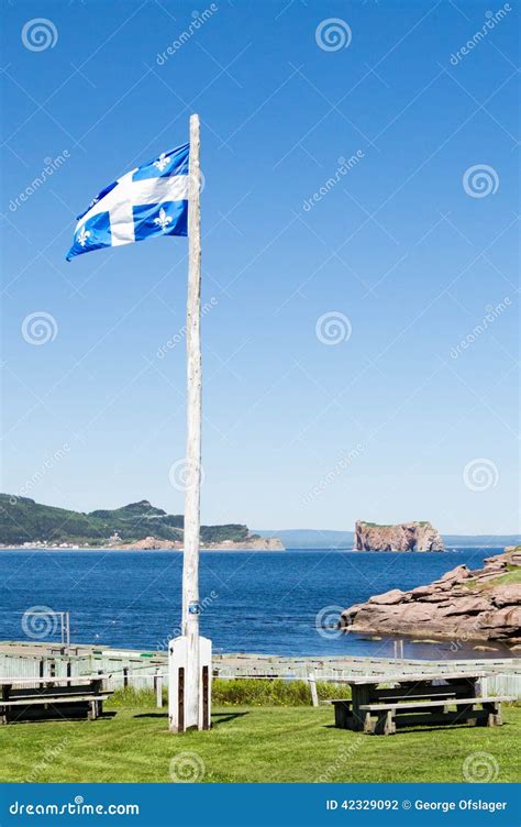 Quebec Provincial Flag stock photo. Image of monolith - 42329092