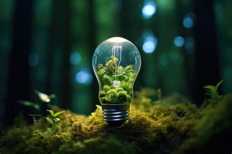 Premium AI Image | A green light bulb with green plants in the middle ...