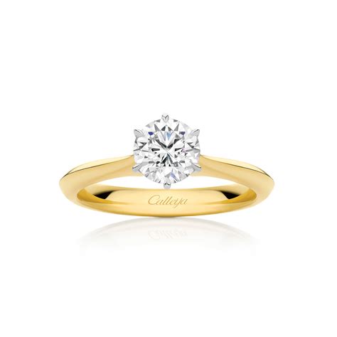 18ct Yellow and White Gold 1.01ct Solitaire White Diamond Ring ...