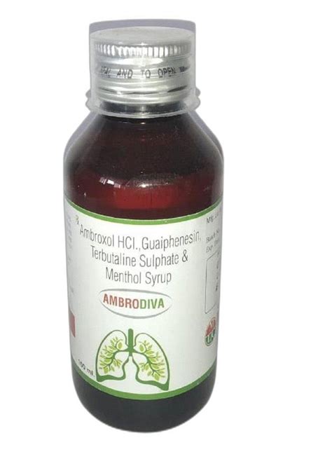 Ambrodiva Ambroxol Hcl Terbutaline Syrup Guaiphensin Menthol Syrup