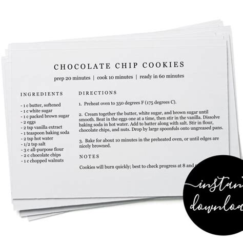 Editable Recipe Card Divider Template Printable Index Card Etsy