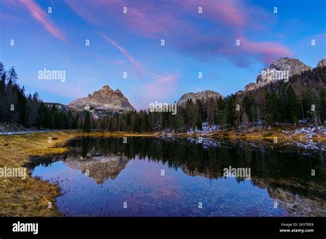 Lake Antorno And The Tre Cime Di Lavaredo In The Background Dolomites