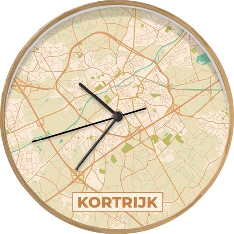 Klok Ø 30 cm Kaart Plattegrond Kortrijk Stadskaart België