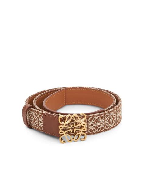 Loewe Anagram Jacquard And Calfskin Belt In Tan In Brown Lyst Uk