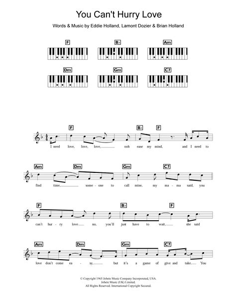 You Cant Hurry Love By The Supremes Sheet Music For Piano Chords