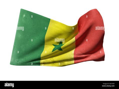 3d Rendering Of An Old And Dirty Senegal Flag Waving On A White