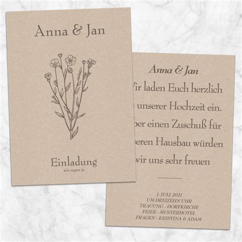 Einladungskarte Hochzeit Floral EigenbauDESIGN