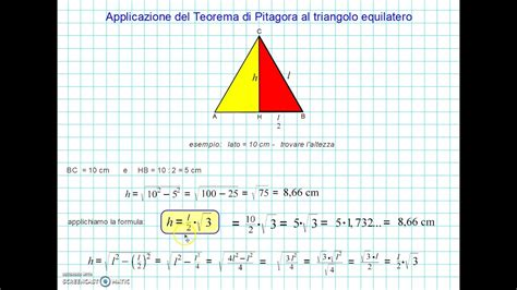 Teorema Di Pitagora Applicato Al Triangolo Equilatero Youtube