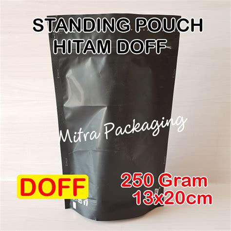 Jual Kpack Kemasan Kopi Standing Pouch Padat Hitam Doff