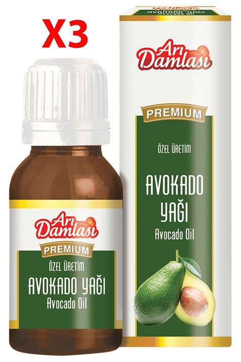 Arı damlası 100 Organik Bitkisel Soğuk Sıkım Avokado Yağı 20 Ml 3 Adet