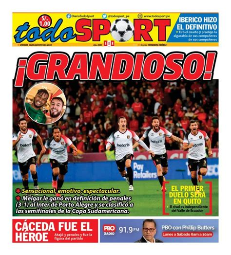 Portada Impresa Diario Todo Sport 12082022 Todo Sport