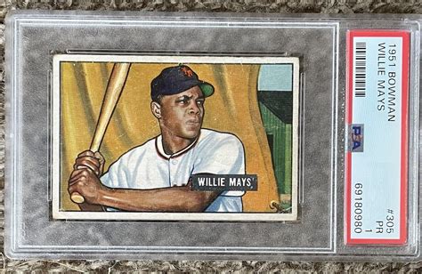 Bowman Willie Mays Rookie Dead Centered Psa Nice Ebay