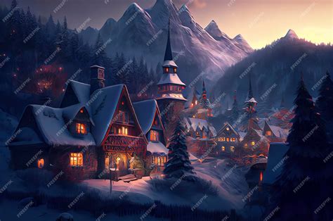 Premium Photo | Christmas village in the mountains