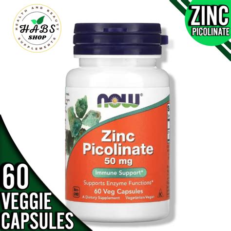 Zinc Picolinate NOW Foods 50 Mg 60 Or 120 Veg Capsules 50 Mg Per