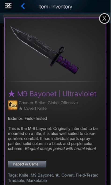 CSGO KNIFE M9 Bayonet Ultraviolet Fieldtested Toys Games Video