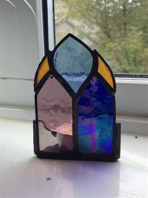 Stained Glass Arched Window Tea Light Holder Tea Light Holder Tea Lights Light Holder