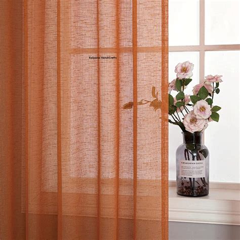 Burnt Orange Linen Long Curtains For Living Room 2 Panels Set Etsy Uk