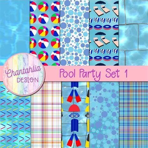 Free Pool Party Digital Papers For Digital Scrapbooking