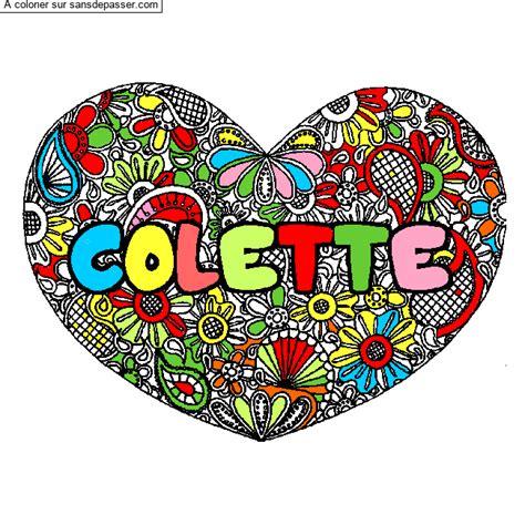 Dessin Colorié Coloriage Prénom Colette Décor Mandala Coeur Par Un