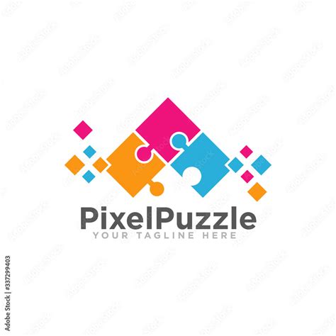 puzzle logo design vector template stock vector adobe stock