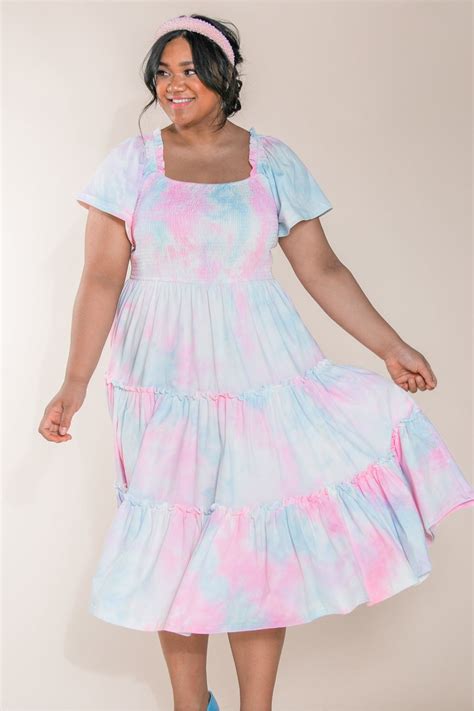 Ivy City Co - Cotton Candy Dress | Tie Dye, Square Neck, Tiered Skirt