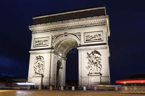 Arch of Triumph in Paris at Night Stock Photo - Image of europe ...