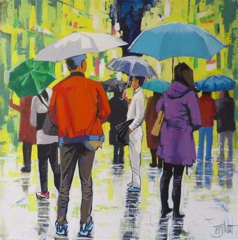 People In The Rain Umbrella Art Acrylic Artwork Art Exhibition