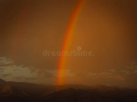 Rain Storm and Rainbow Clouds Over Mountains Stock Image - Image of ...