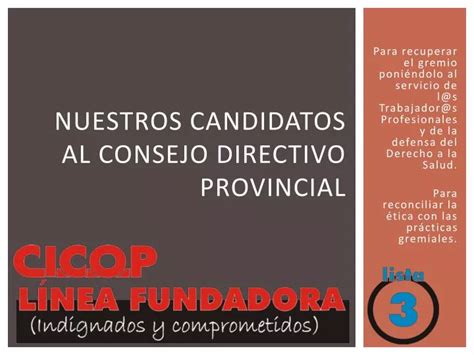 PPT Nuestros Candidatos Al Consejo Directivo Provincial PowerPoint