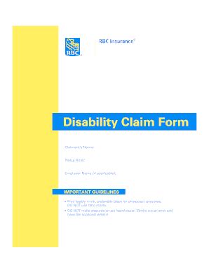 Fillable Online Disability Claim Form RBC Insurance Fax Email Print