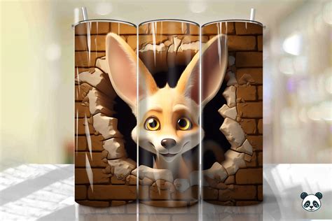 Fennec Fox 3D Cracked Hole Tumbler Wrap Graphic By Pandastic Creative