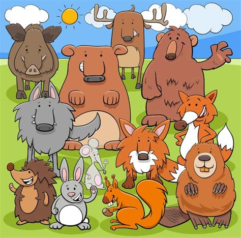 Illustrations De Dessins Animés D un Groupe De Personnages D animaux