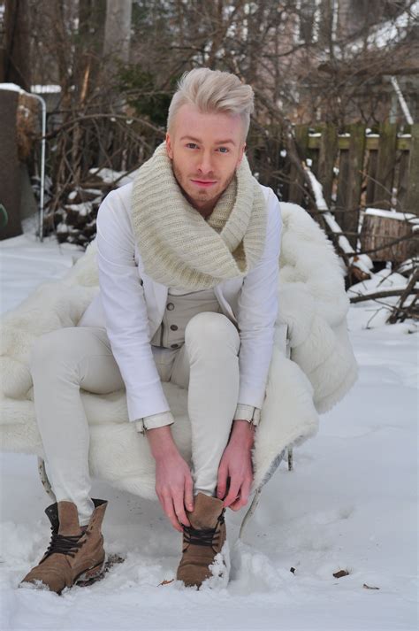 Winter White Male Fashion Model White Blonde Snow Ann Arbor Local Nathan Winter