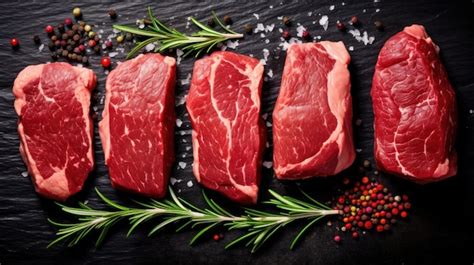 Premium Ai Image Fresh Raw Beef Steaks Generative Ai