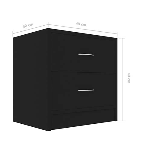 Aimo Wooden Bedside Cabinet With 2 Drawers In Black Furniture In Fashion