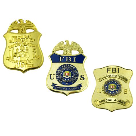 3 FBI U.S. Federal Bureau of Investigation Badges Set – Coin Souvenir