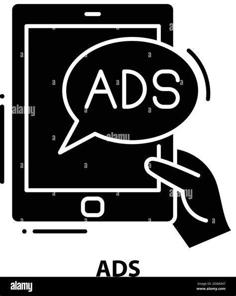 Ads Icon Black Vector Sign With Editable Strokes Concept Illustration