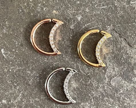 Man In The Moon Gold Daith Earring Rook Piercing Hoop Etsy Israel