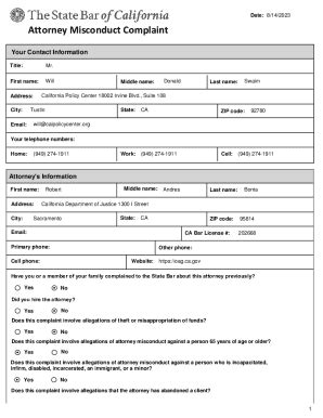 Fillable Online Attorney Misconduct Complaint Fax Email Print - pdfFiller