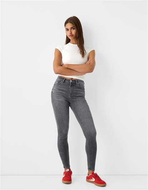 Super High Waist Skinny Jeans Bsk Teen Bershka