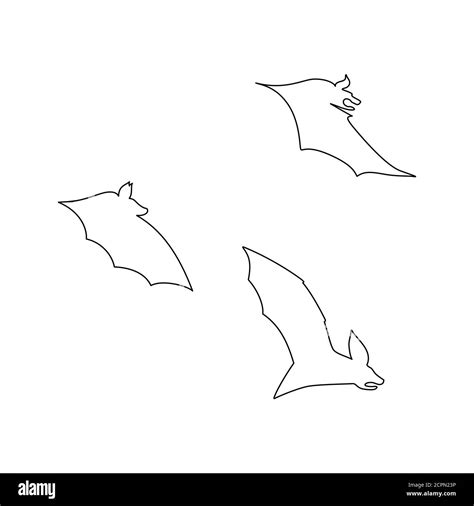 Vector Illustration Of Bats In Flight Black Flittermouse Line Art