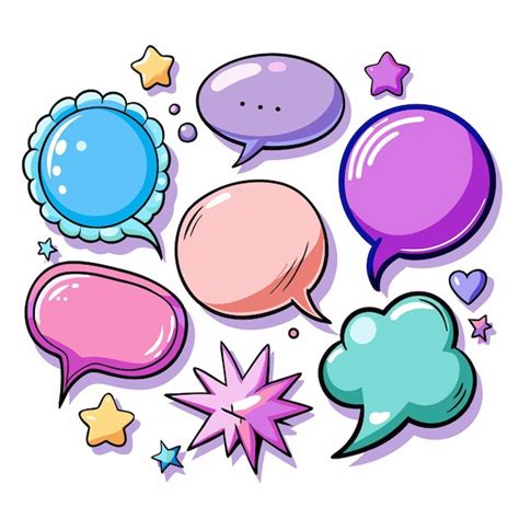 Colorful Speech Bubbles With Stars And Hearts For Design Premium Ai