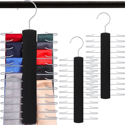 Amazon Sawysine 2 Pack Tie Racks For Men Closet Wooden Tie And