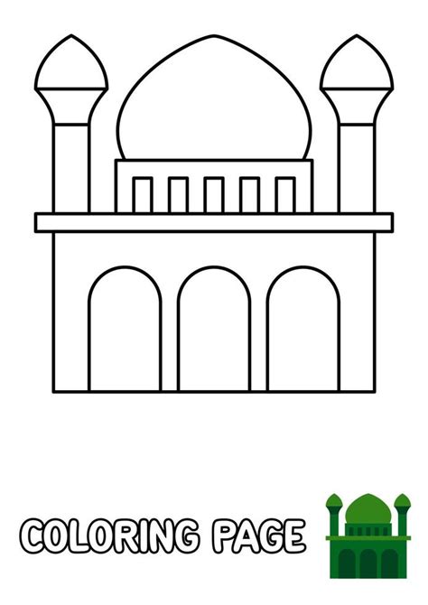 Coloring page with Mosque for kids 20808782 Vector Art at Vecteezy